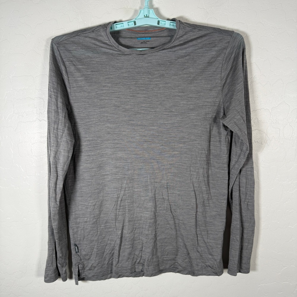 Icebreaker 125 Cool-Lite Shirt Mens Small Gray Merino Wool Lyocell Long Sleeve